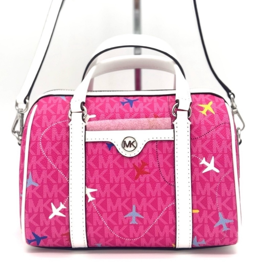 Michael Kors Small Travel Duffle Xbody Bag Dragon Fruit Multi - Picture 3 of 10